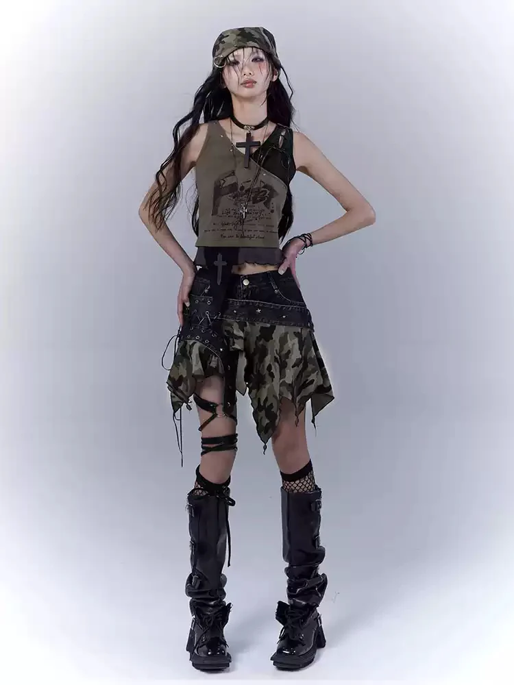 camouflage hottie strap denim skirt - Image 5