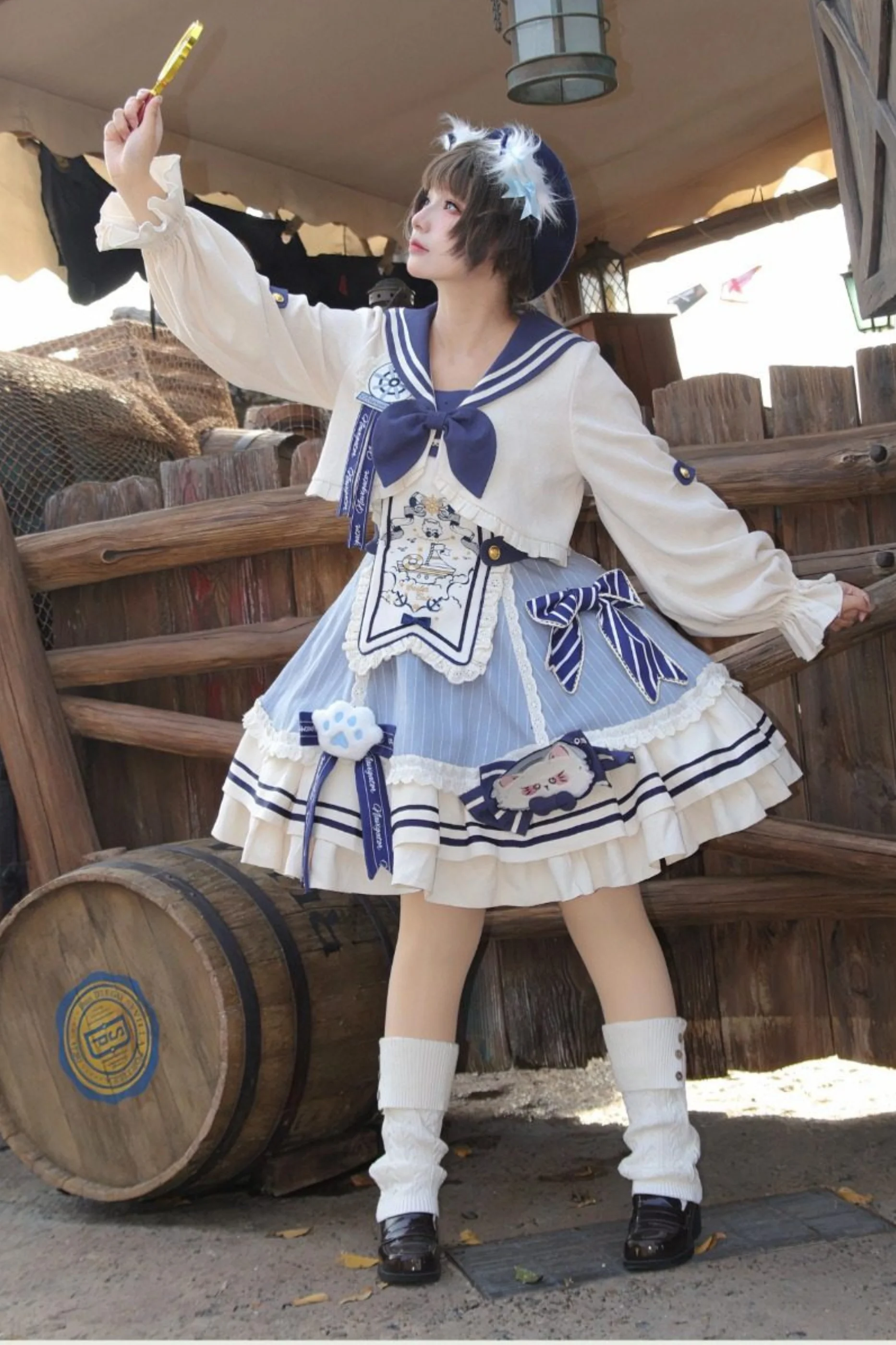 Candy Sailor Jacket + Jumper Skirt + Cat Hat + Headband - Image 8