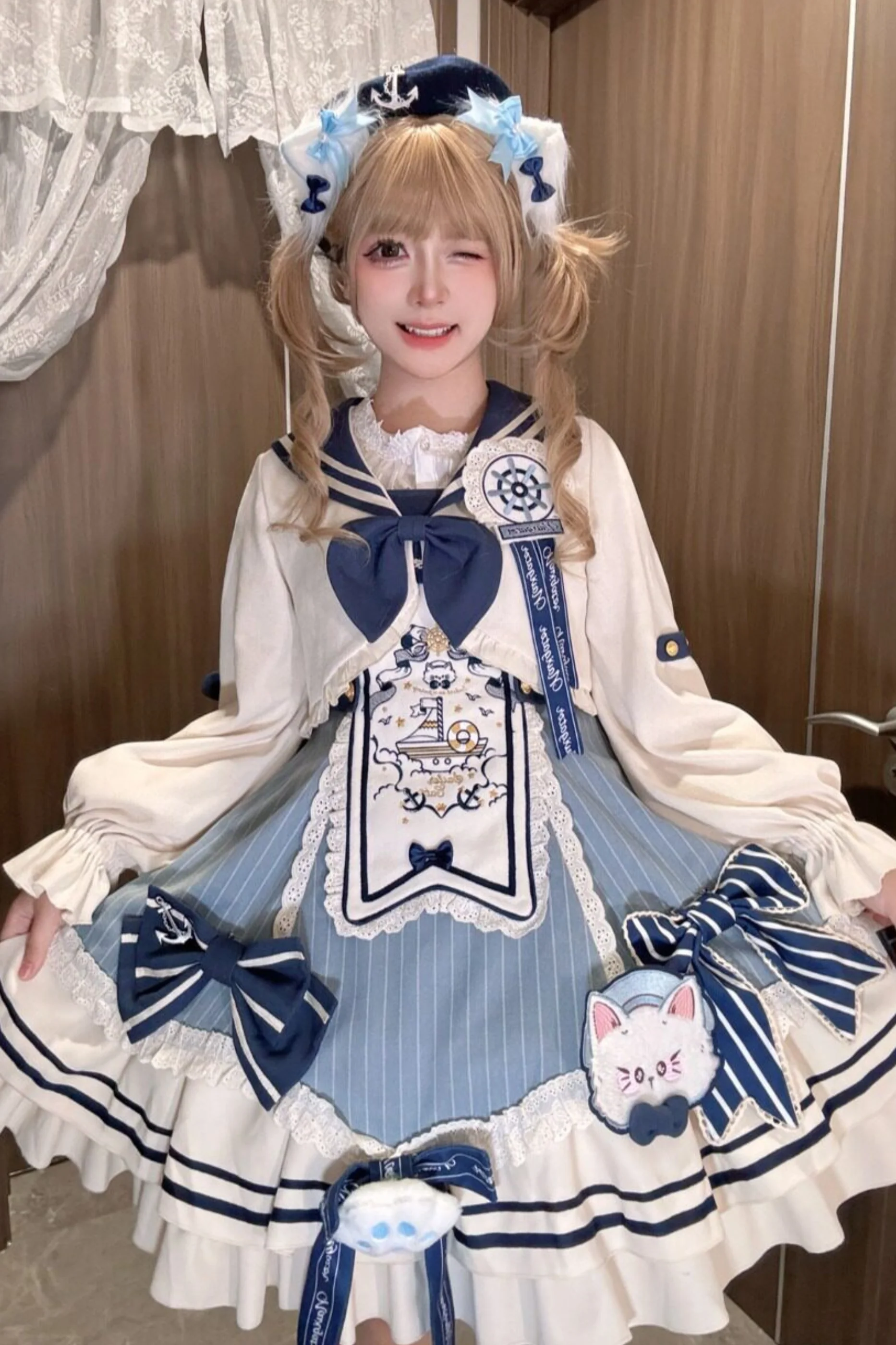 Candy Sailor Jacket + Jumper Skirt + Cat Hat + Headband - Image 4