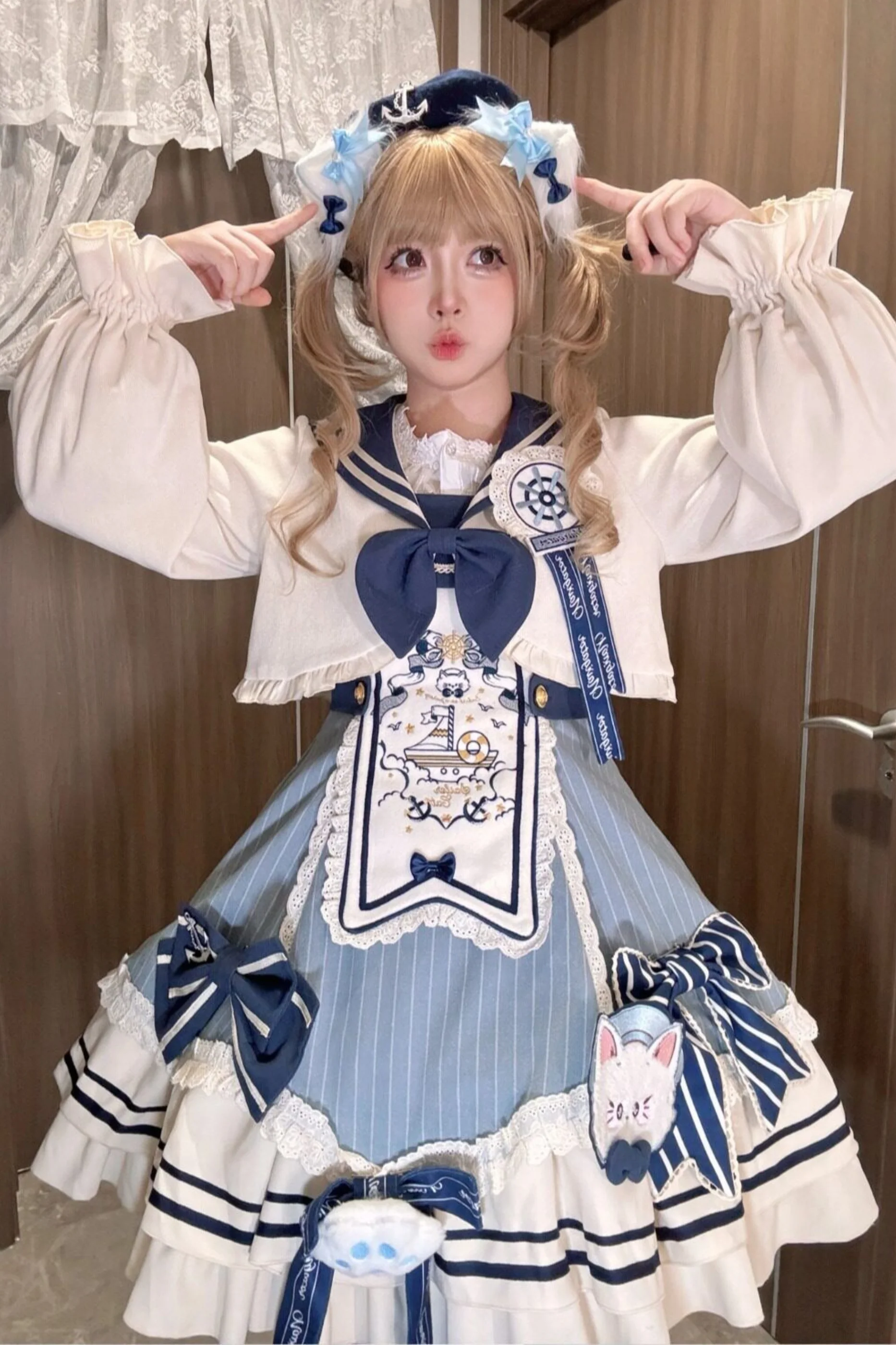 Candy Sailor Jacket + Jumper Skirt + Cat Hat + Headband - Image 5