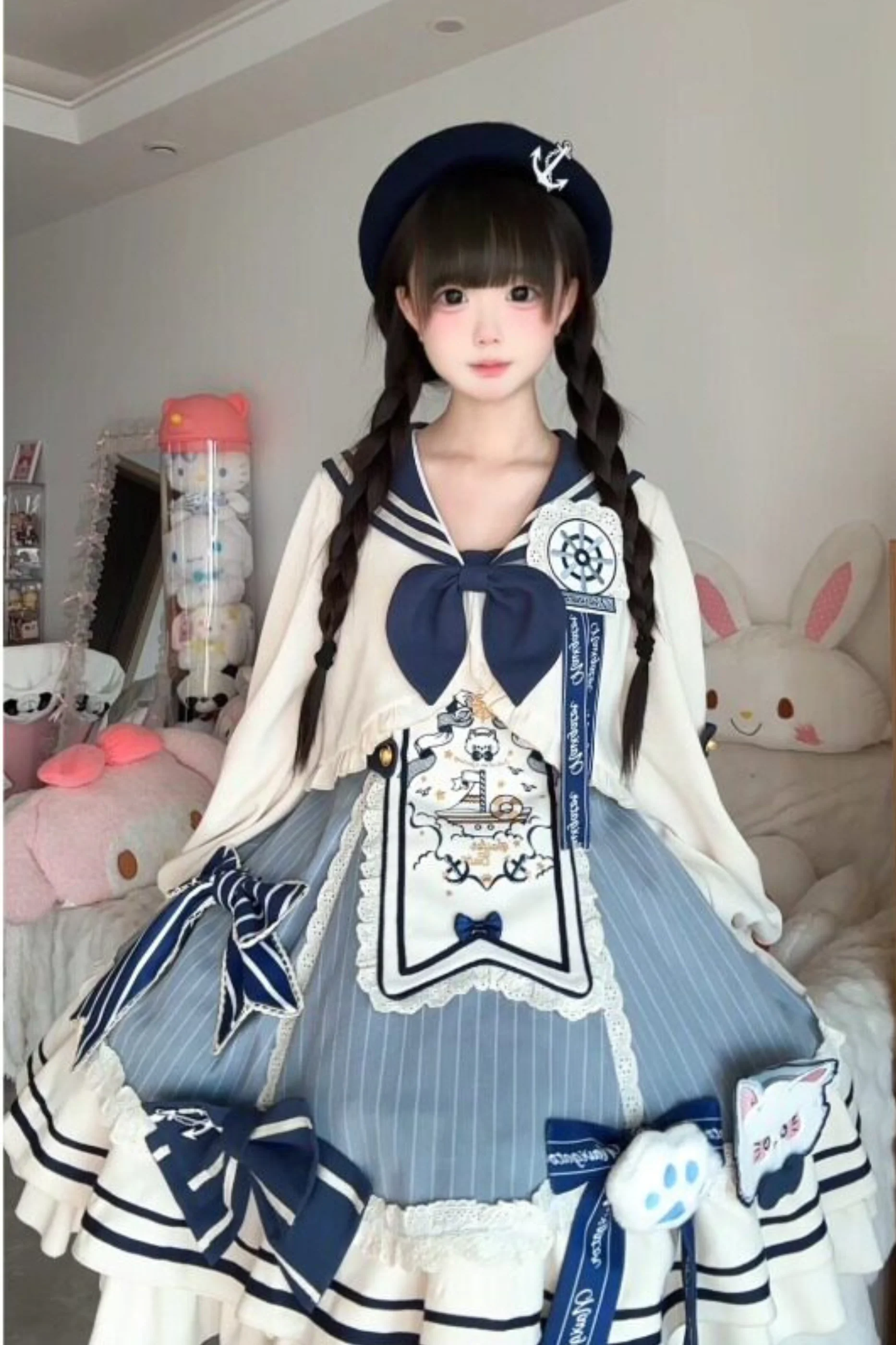 Candy Sailor Jacket + Jumper Skirt + Cat Hat + Headband - Image 6