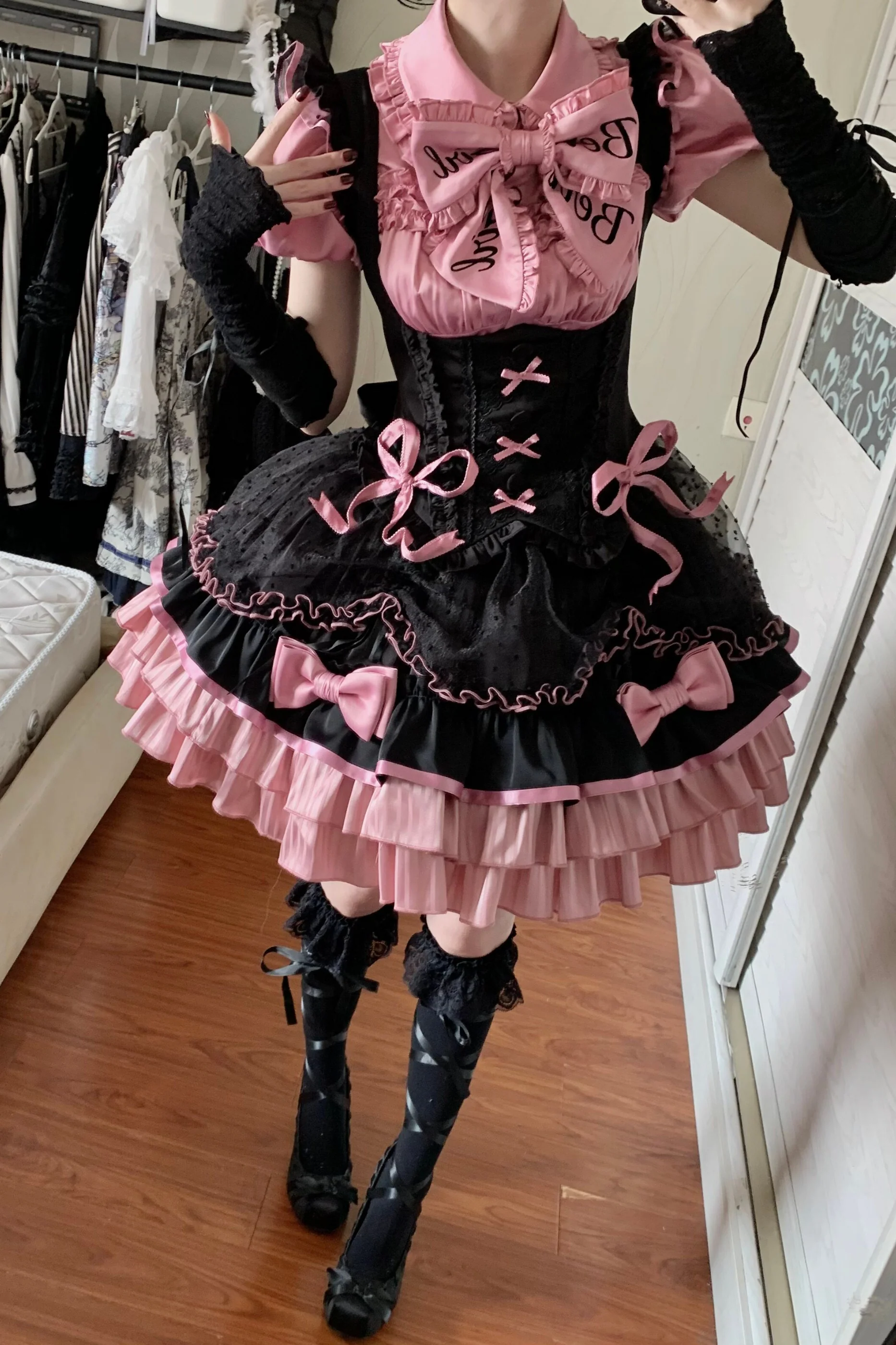 【Pre-order until March 10】Candy Heartbeat Lolita Shirt + Jumper Skirt + Hat + Ribbon - Image 14