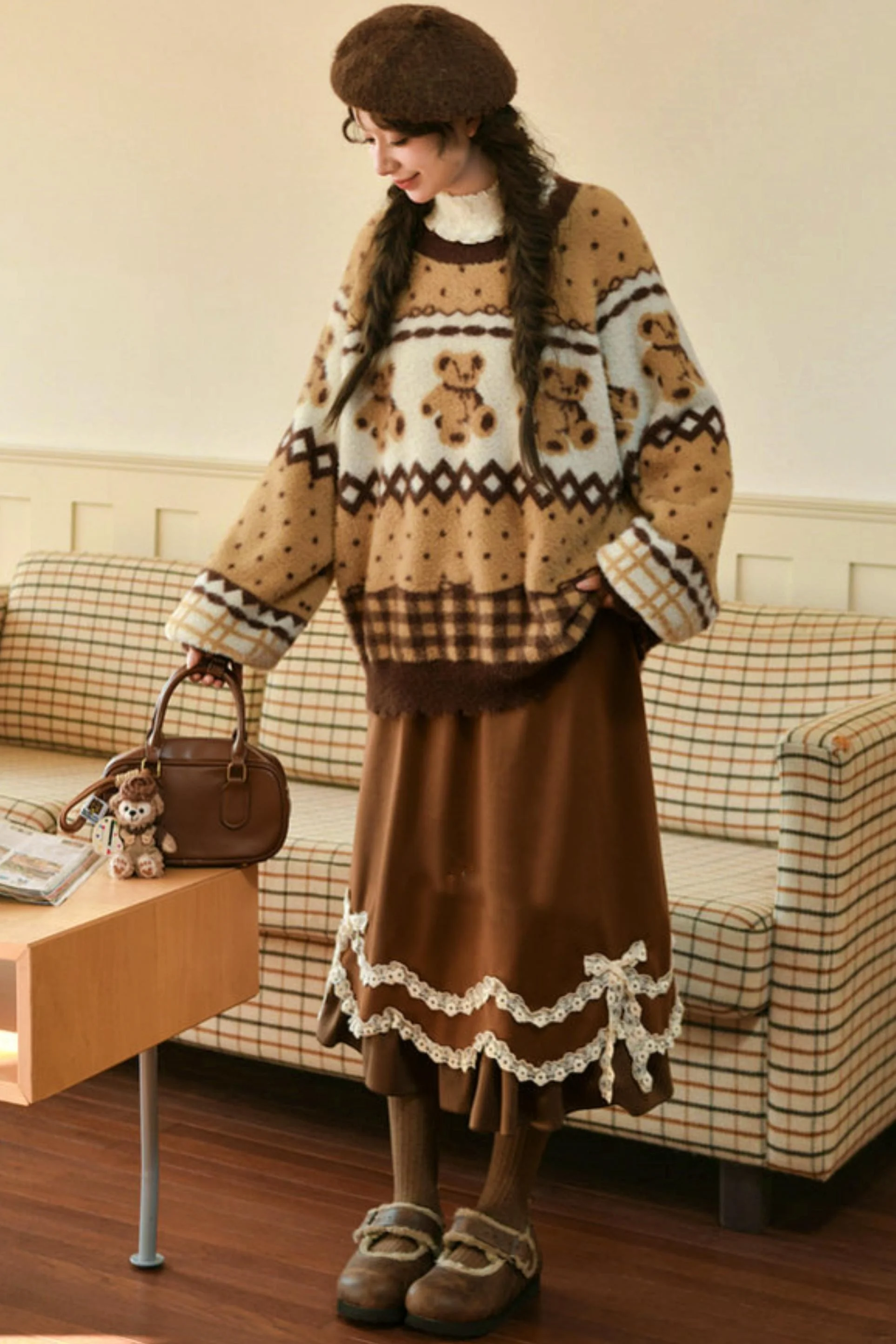 Caramel Lace High Waist Skirt - Image 19
