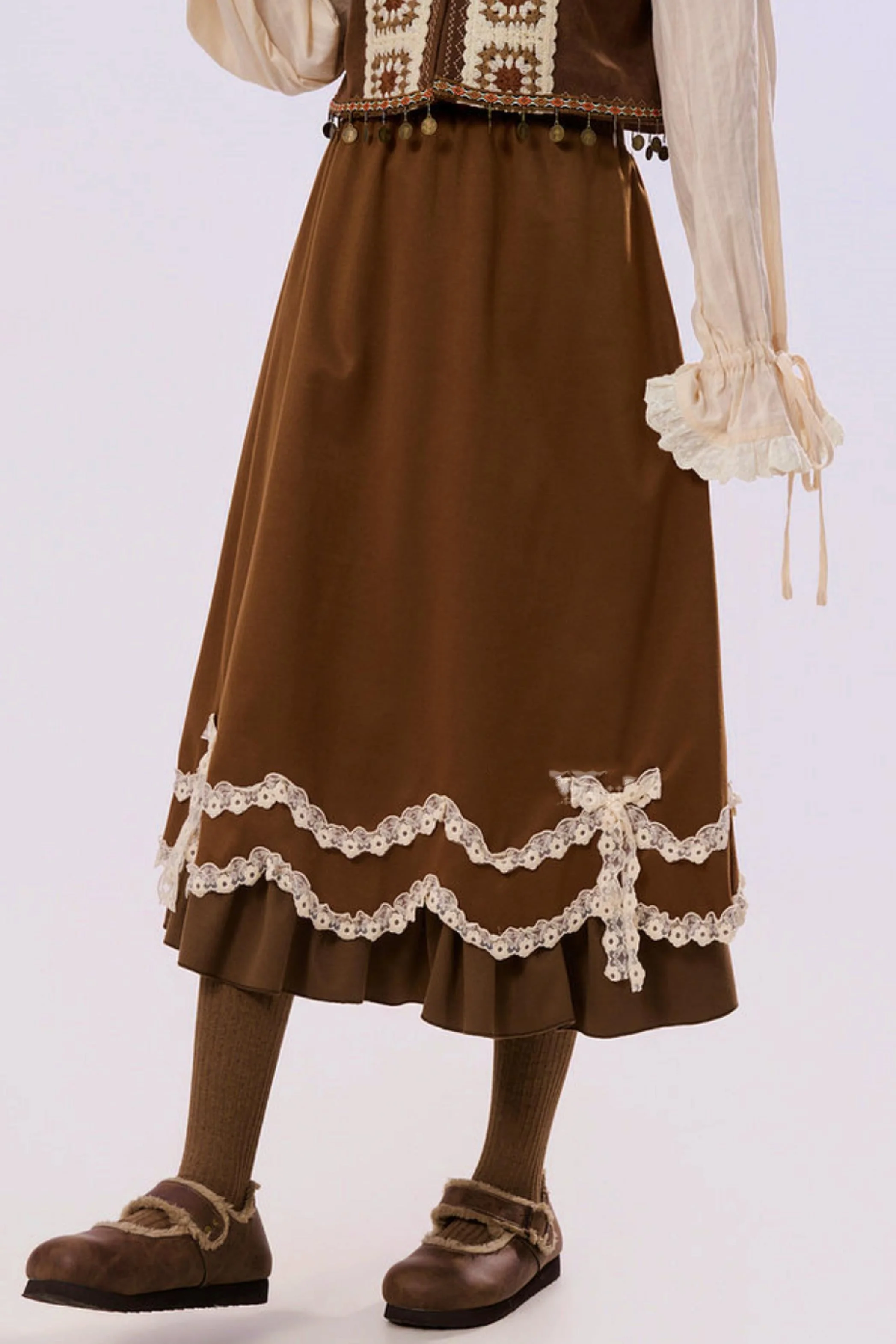 Caramel Lace High Waist Skirt - Image 2