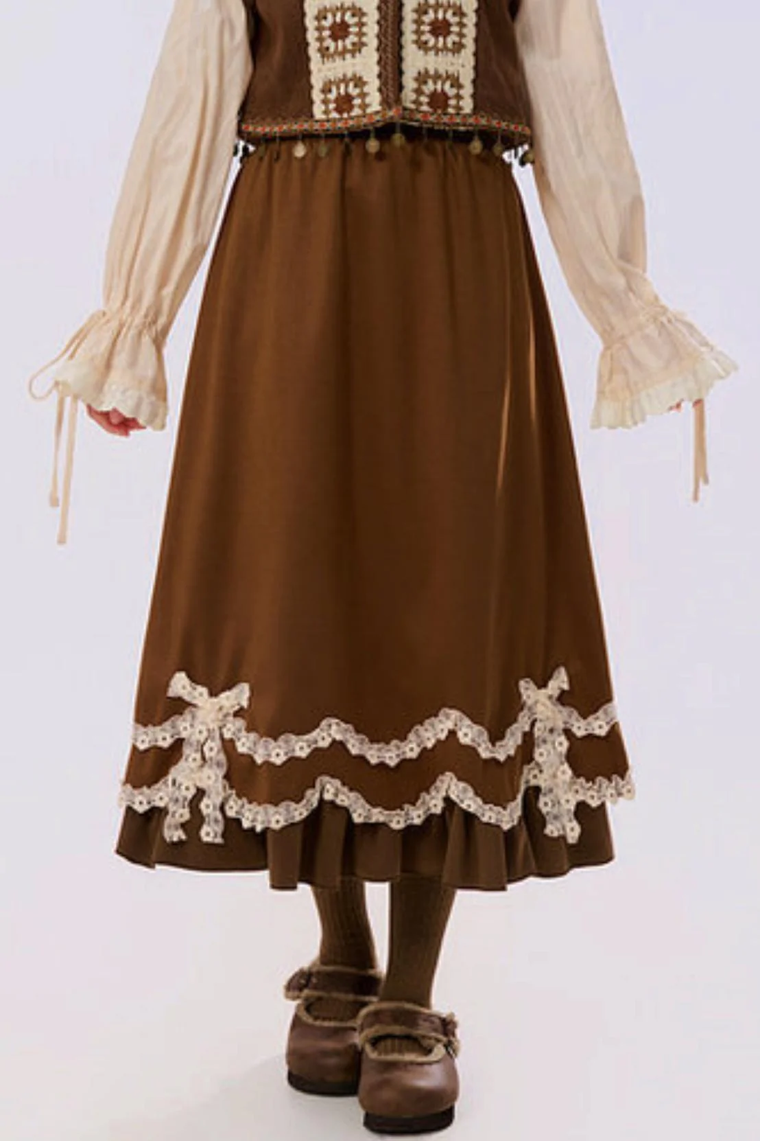 Caramel Lace High Waist Skirt - Image 3