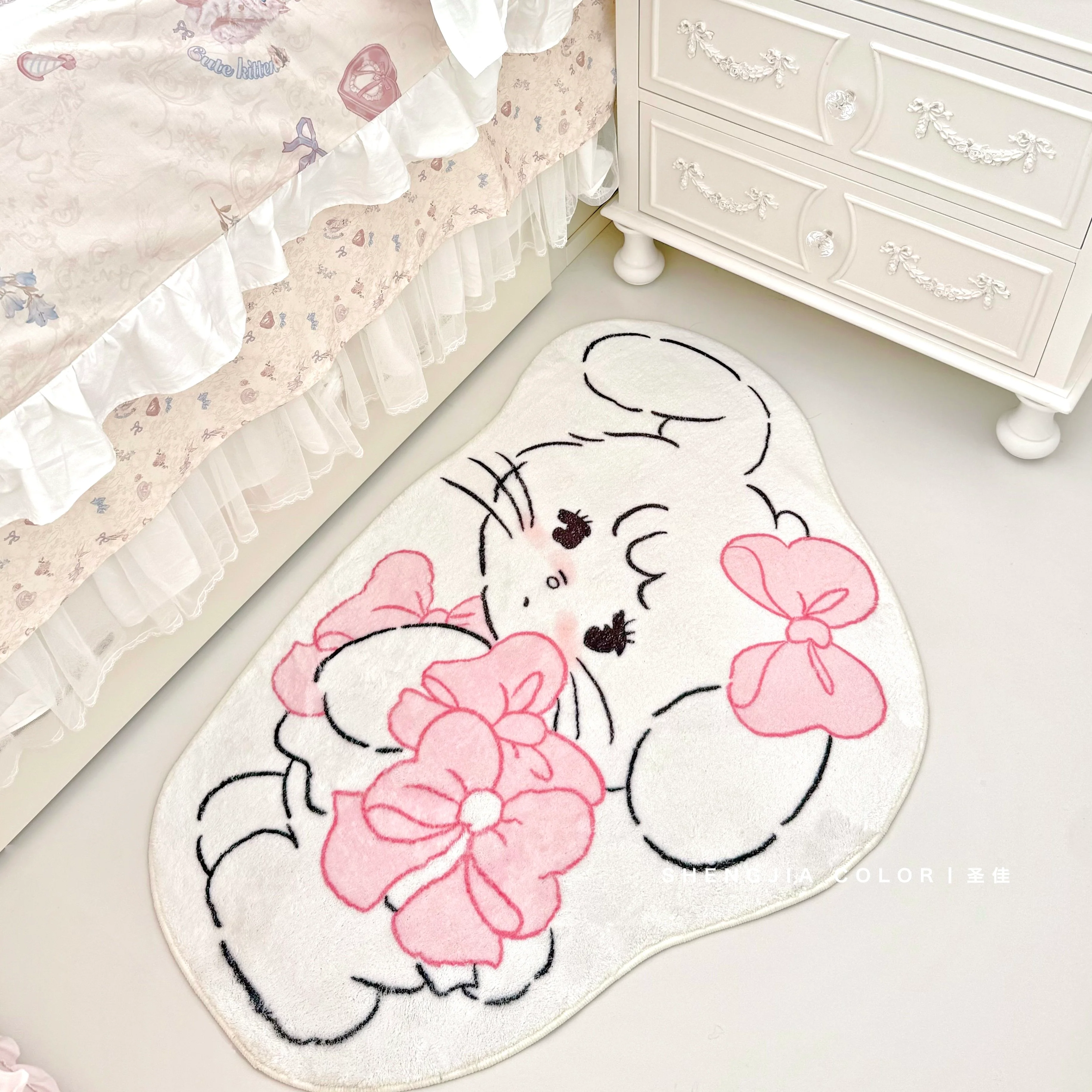 Cartoon cute girl bedroom bedside blanket - Image 5