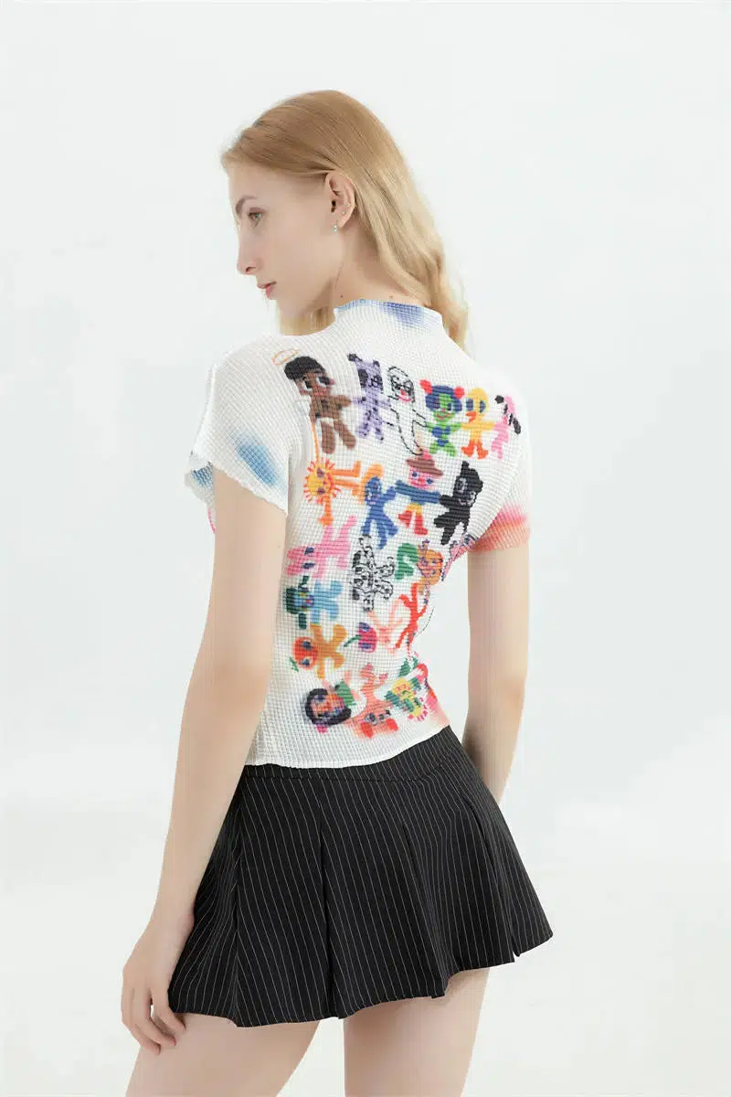 Cartoon Figures Printed Top - Image 2