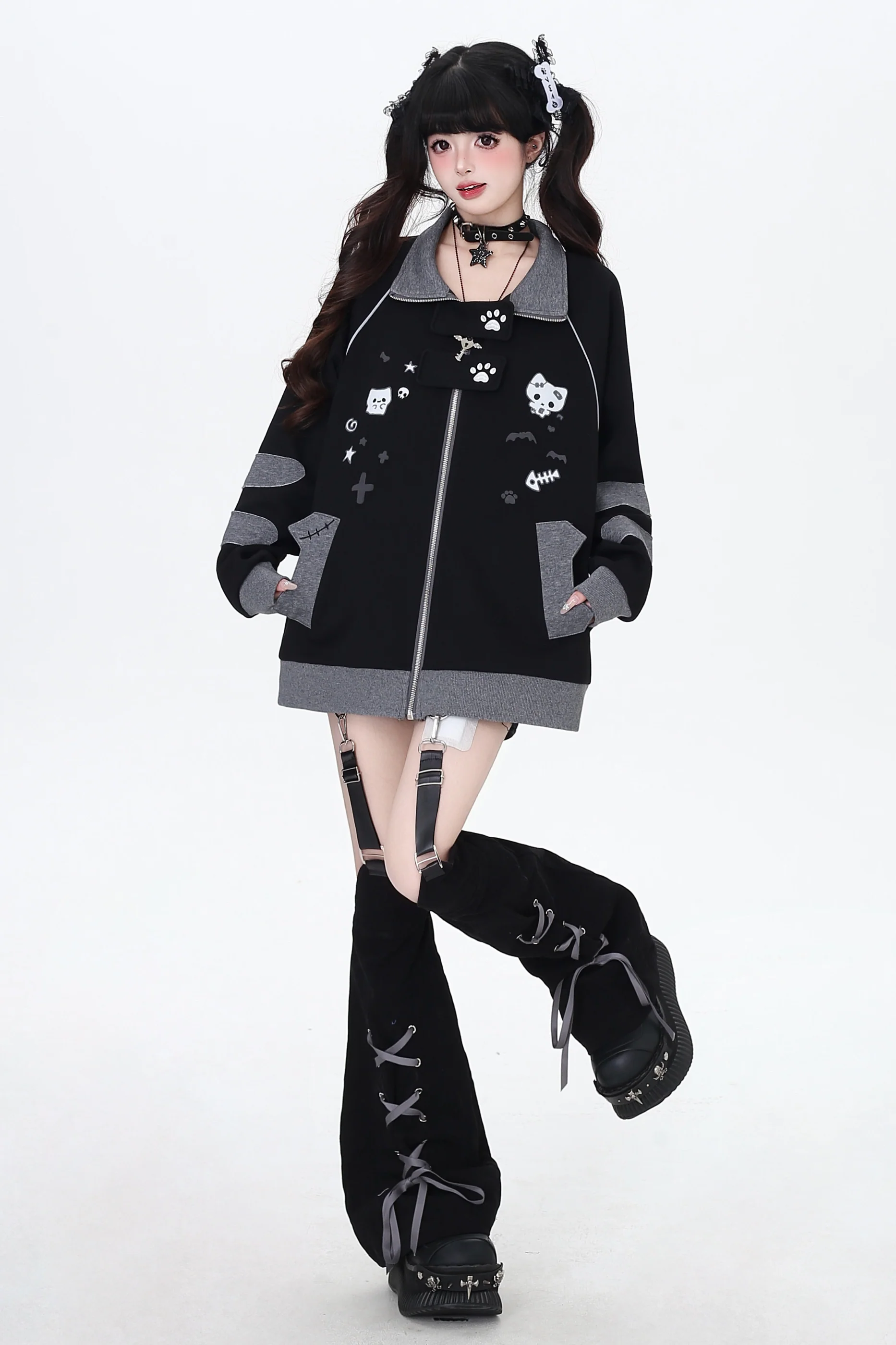 Cat Border Loose Star Jacket - Image 10