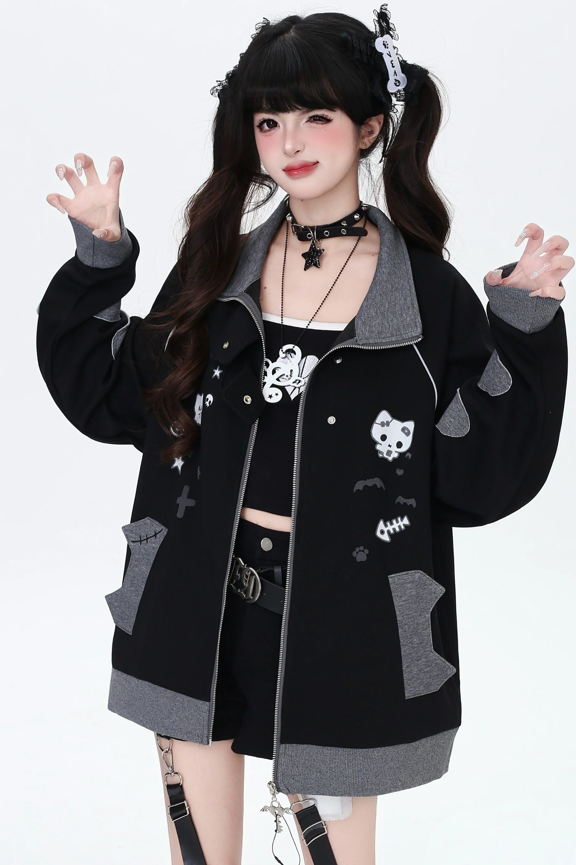 Cat Border Loose Star Jacket - Image 8
