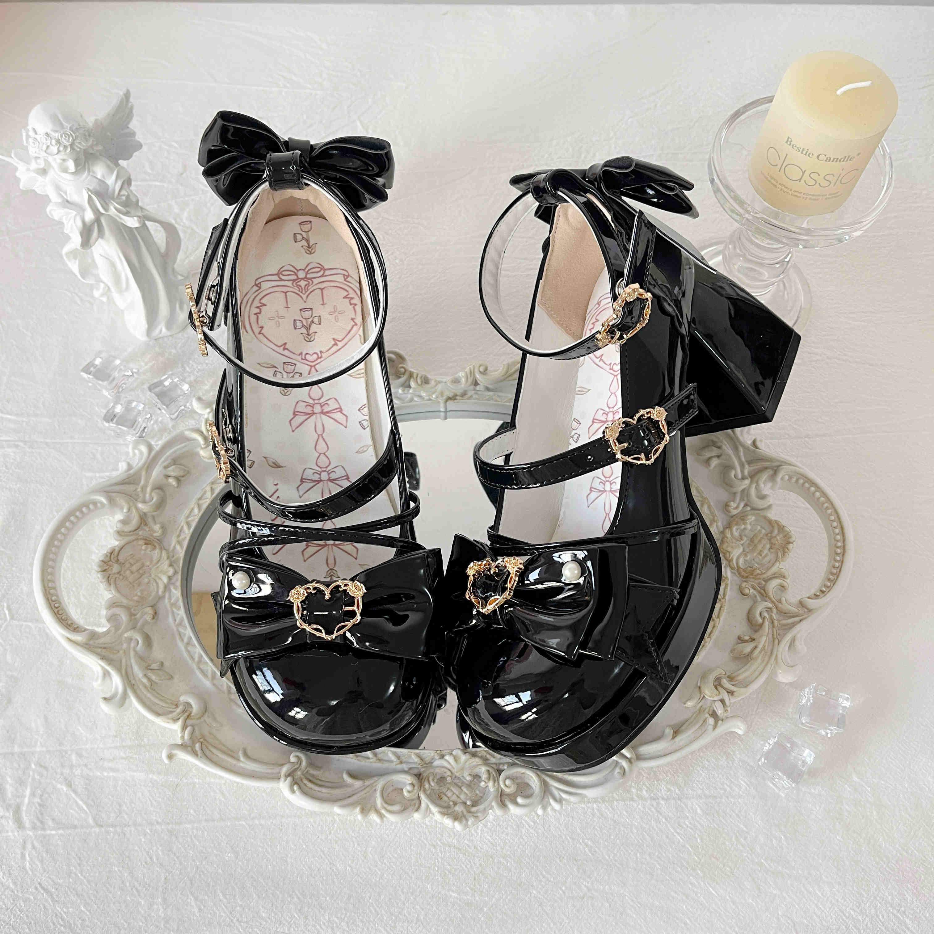 Chanson Cream Bows Lolita Shoes - Image 12