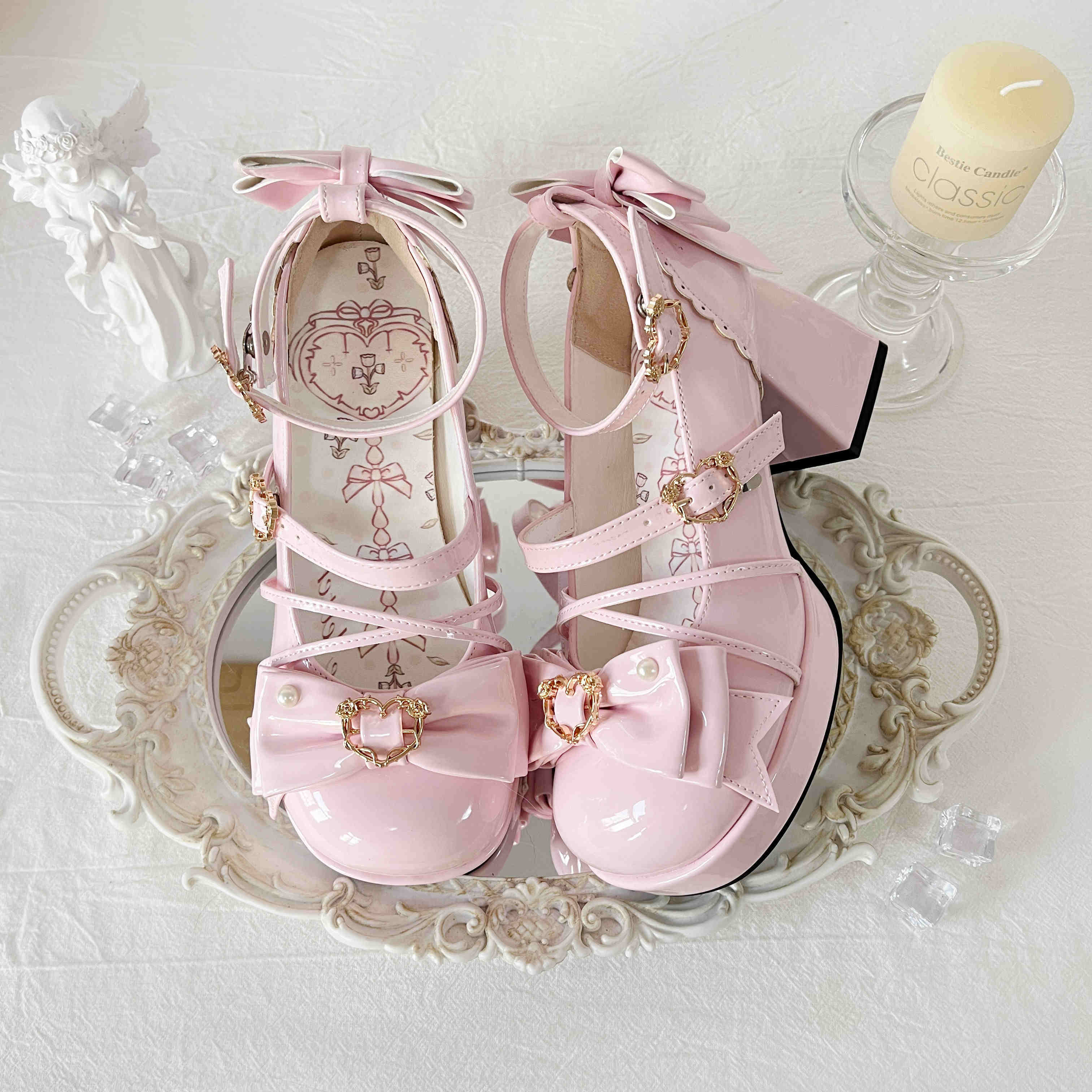 Chanson Cream Bows Lolita Shoes - Image 13