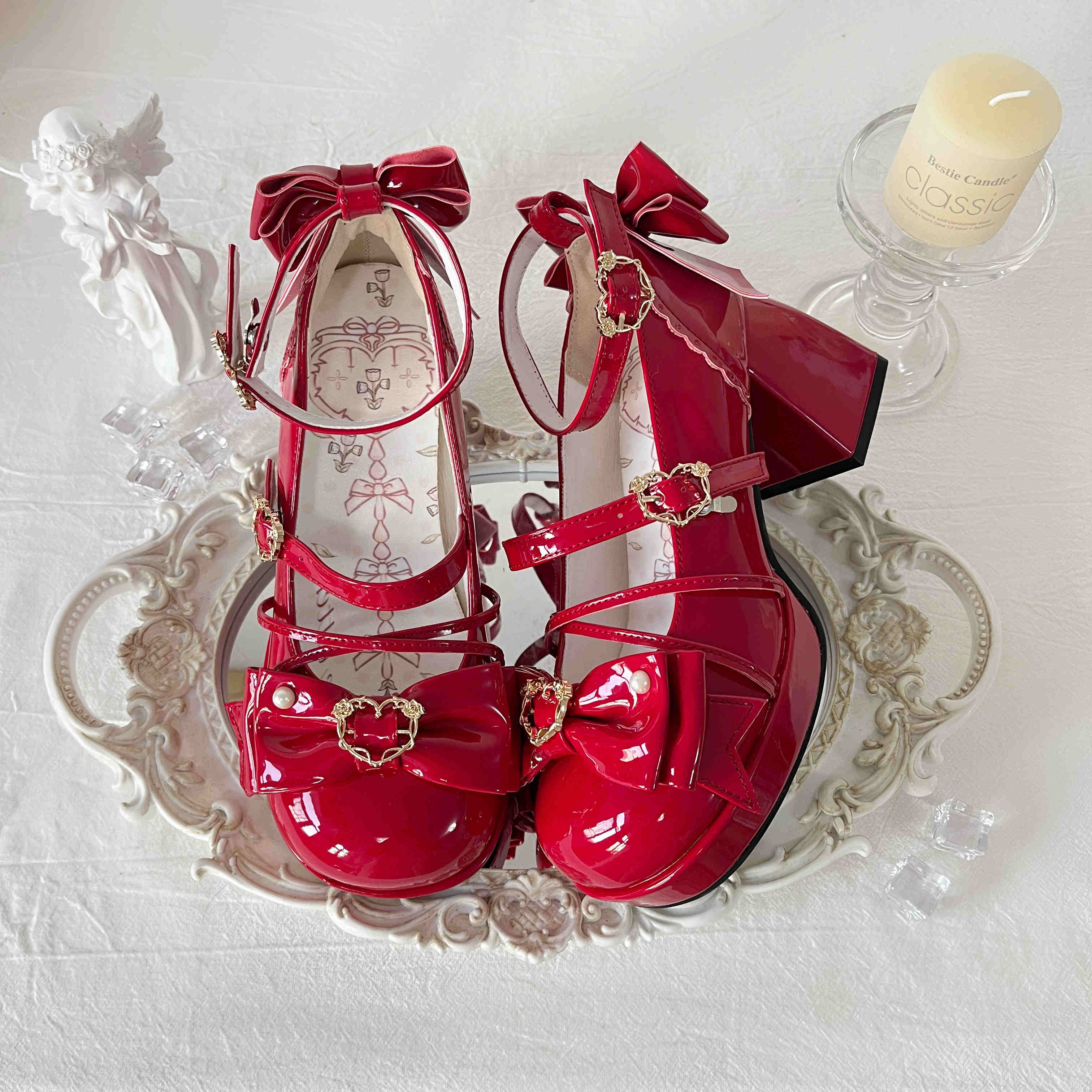 Chanson Cream Bows Lolita Shoes - Image 14