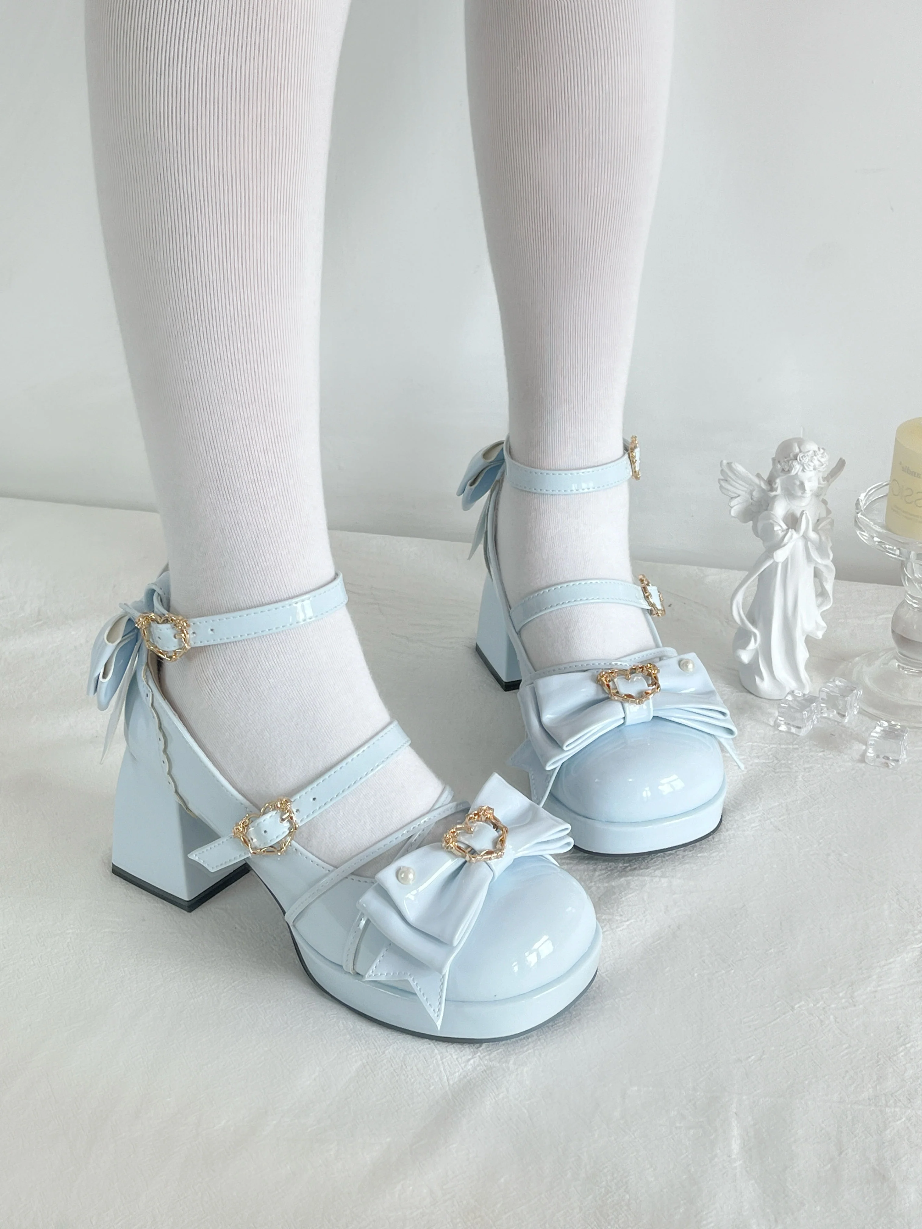 Chanson Cream Bows Lolita Shoes - Image 7