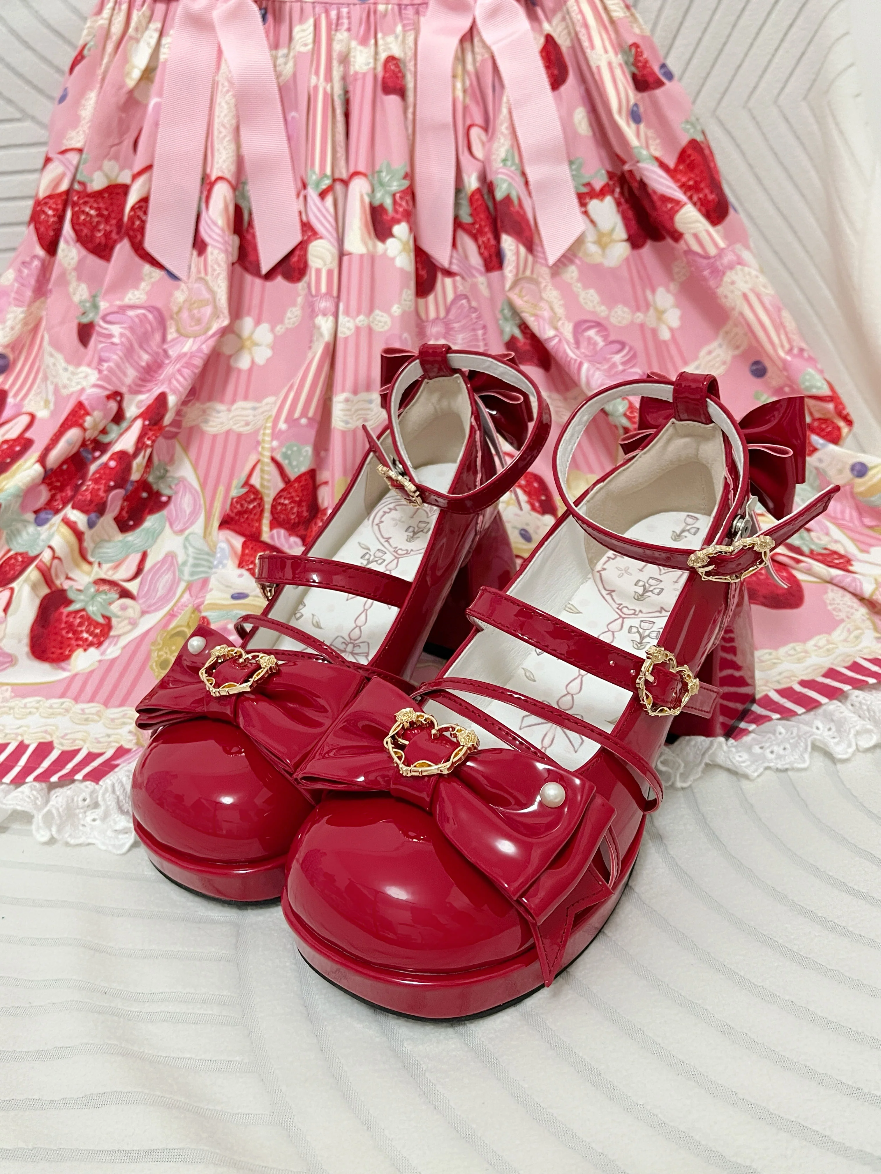 Chanson Cream Bows Lolita Shoes - Image 9