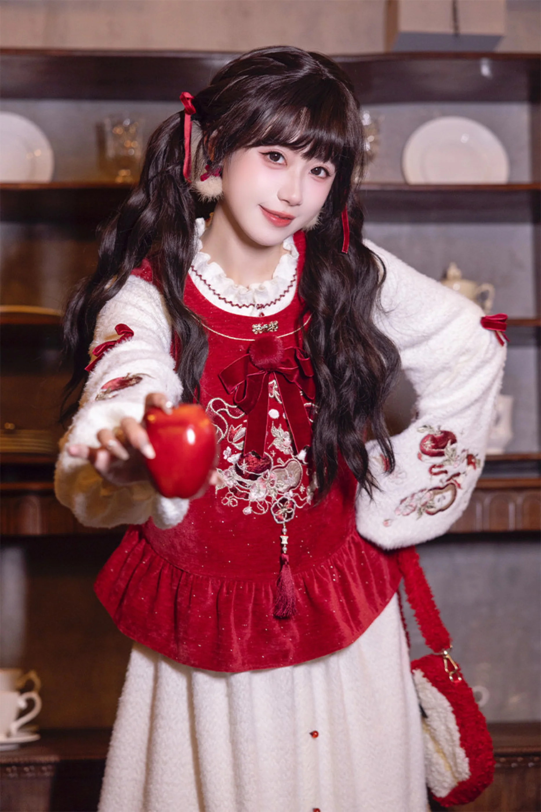 Chinese Dark Red Vest + Dress + Ear Cuffs - Image 6