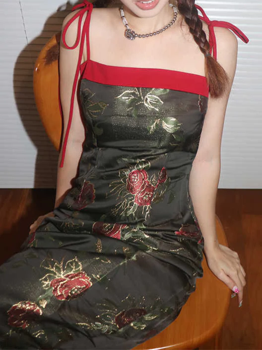 Cheongsam Rose Jacquard Dress - Image 5