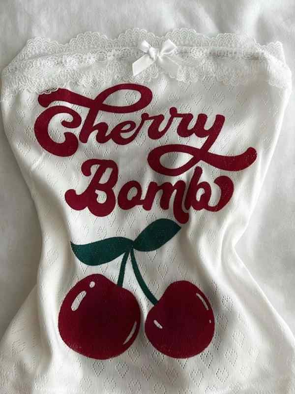 Cherry Printed Crop Top - Image 2
