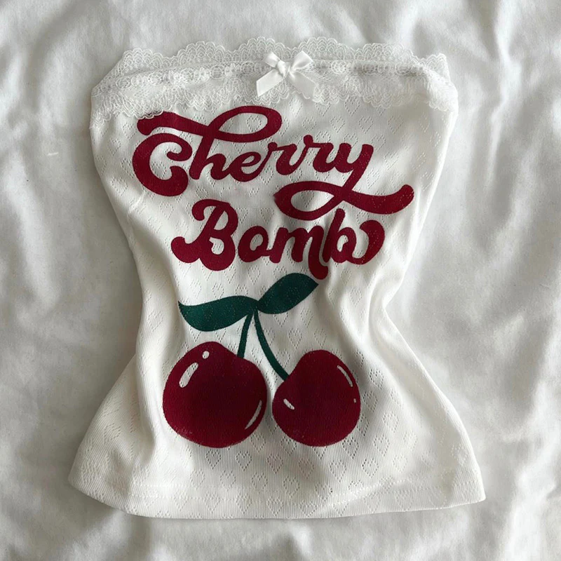 Cherry Printed Crop Top - Image 4