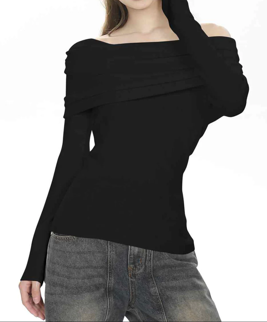 Chic Black Off The Shoulder Sweater - Image 3