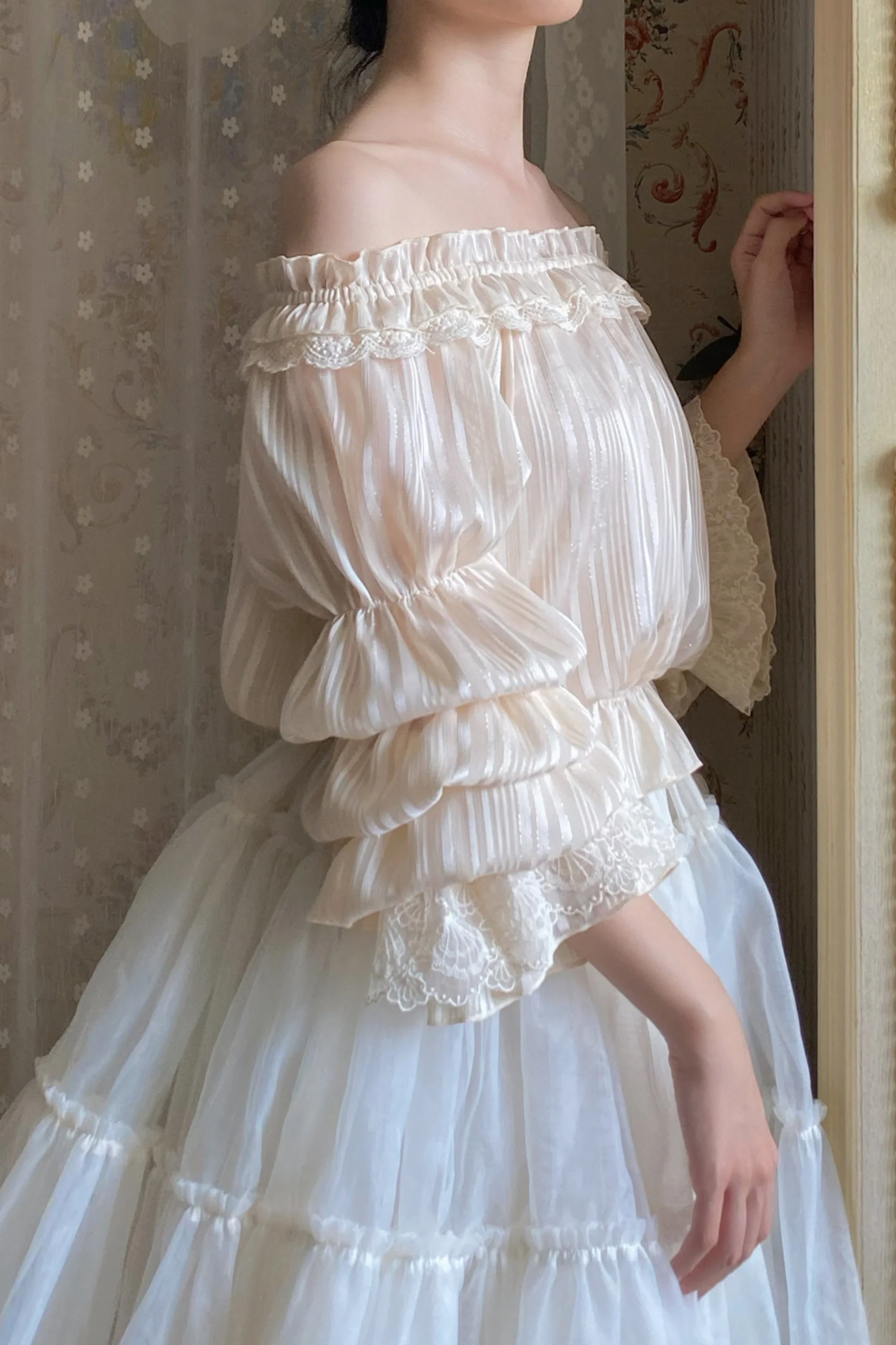 Chiffon Off-Shoulder Sheer Top - Image 5