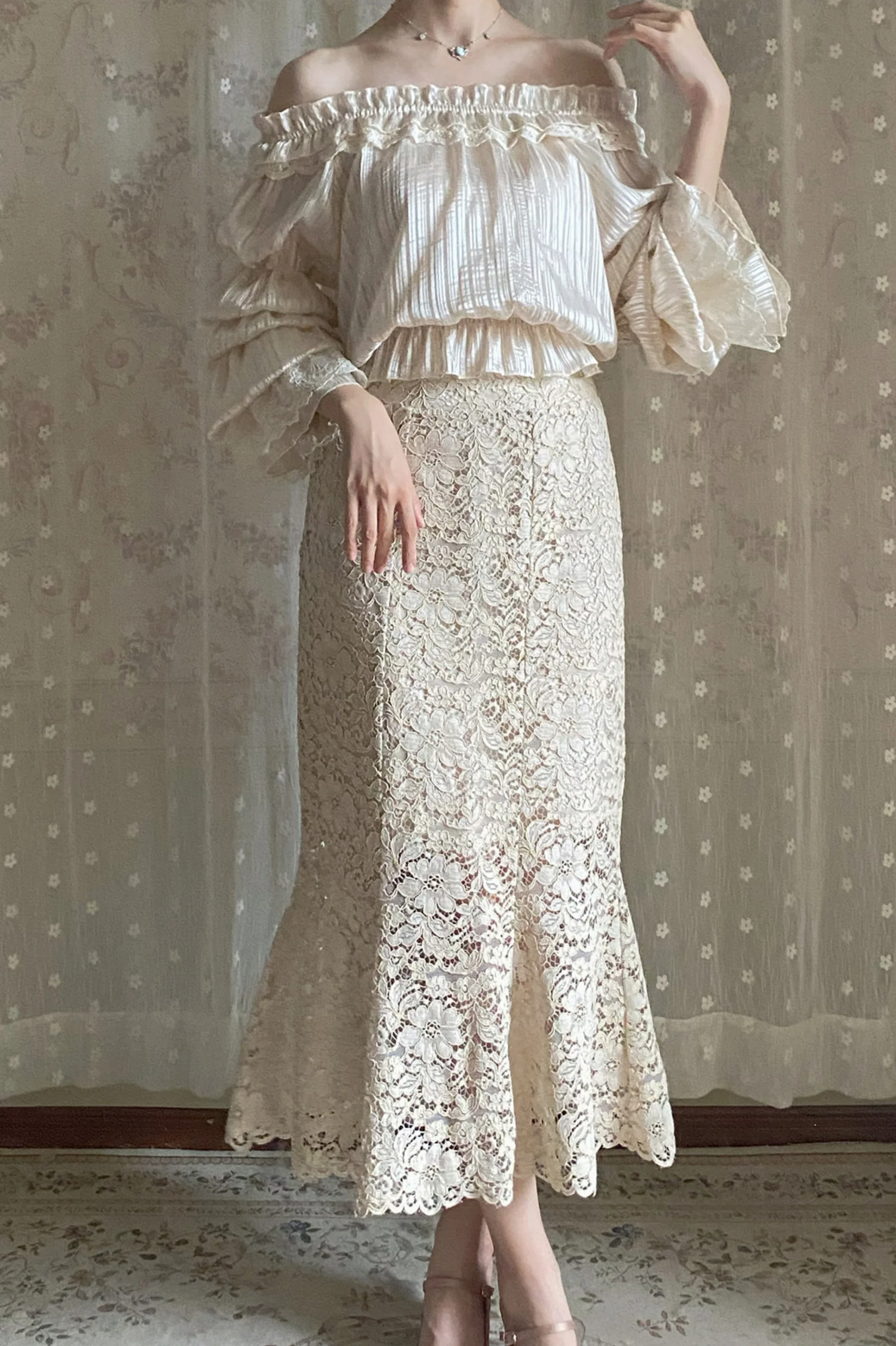 Chiffon Off-Shoulder Sheer Top - Image 6