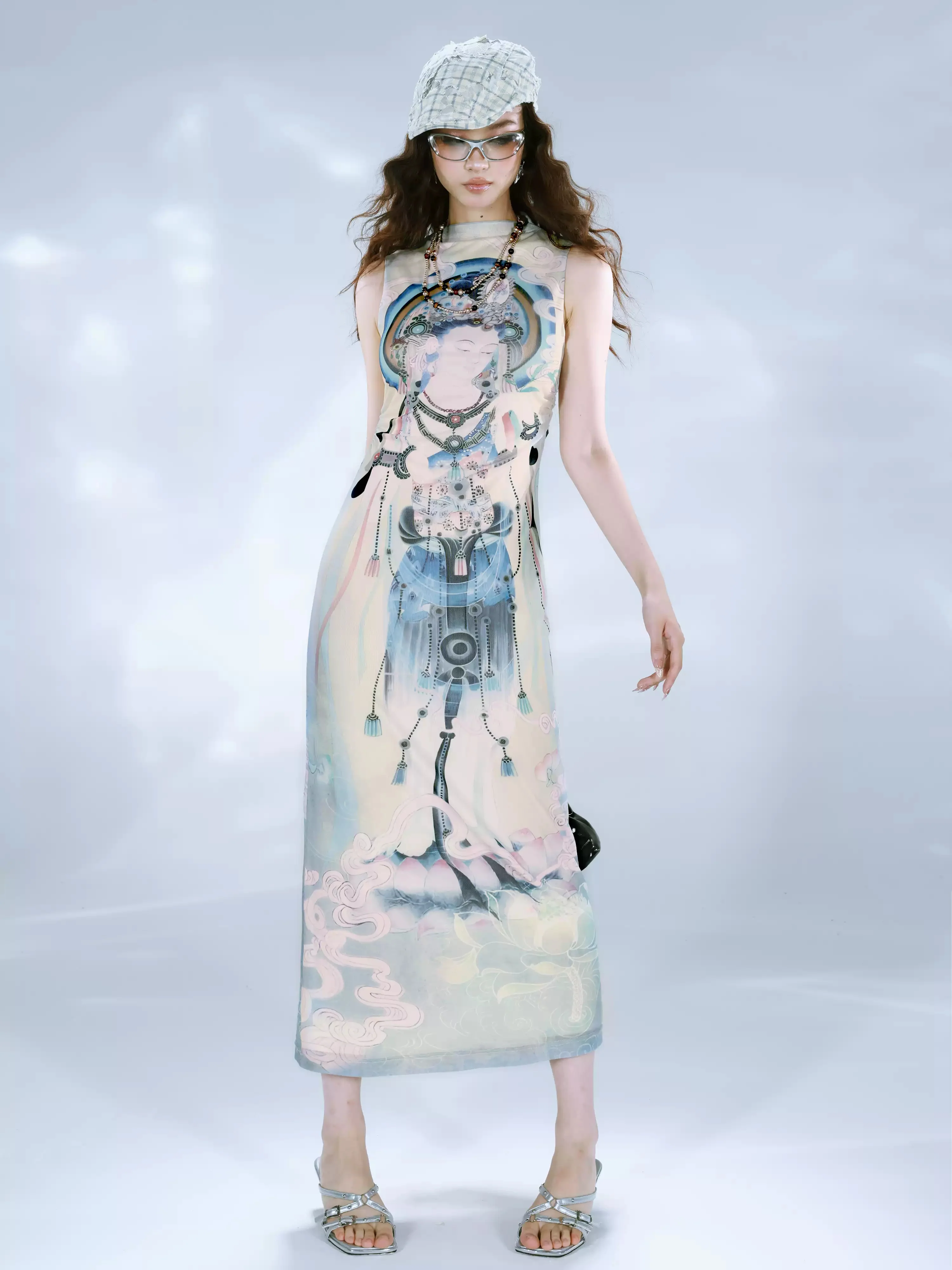 Chinese Art Mesh Cheongsam Dress - Image 2