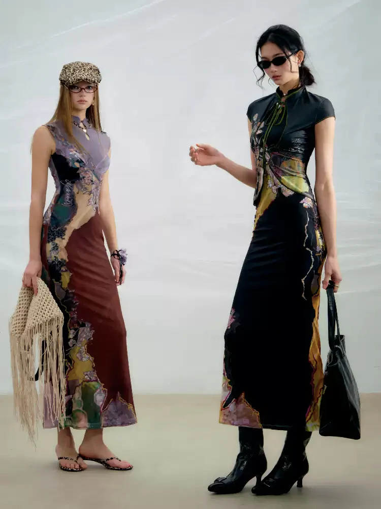 Chinese Print Cheongsam Dress - Image 3