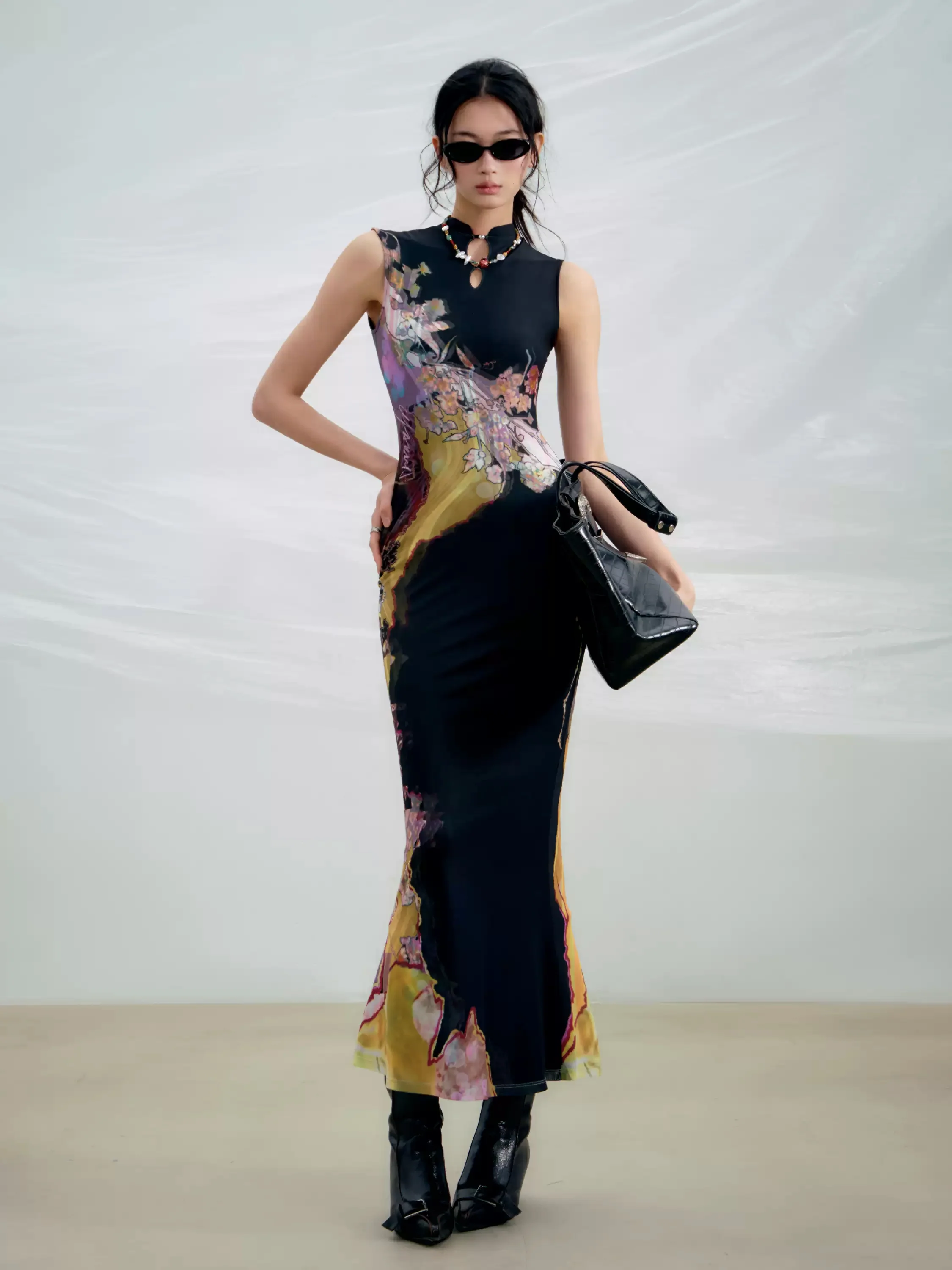 Chinese Print Cheongsam Dress - Image 4