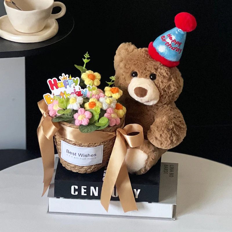 Christmas bear knitted bouquet - Image 2