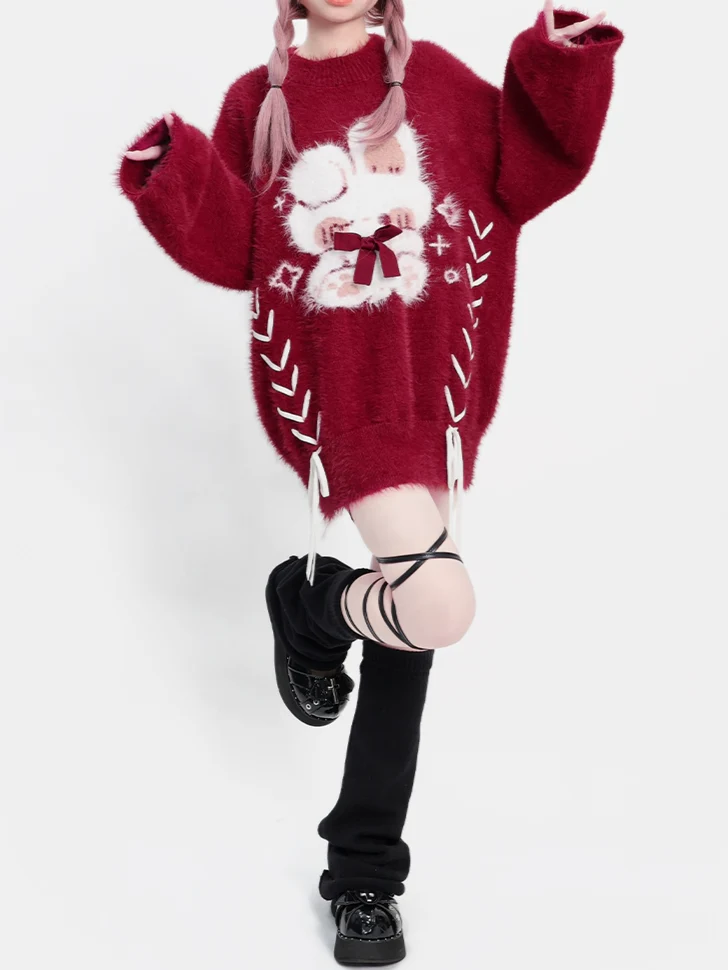 Christmas Red Straps Thickened Sweater - Image 4