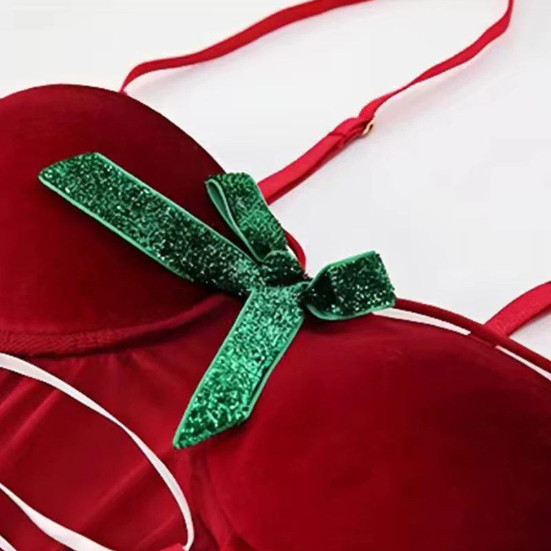 Christmas Velvet Mesh Nightgown - Image 2