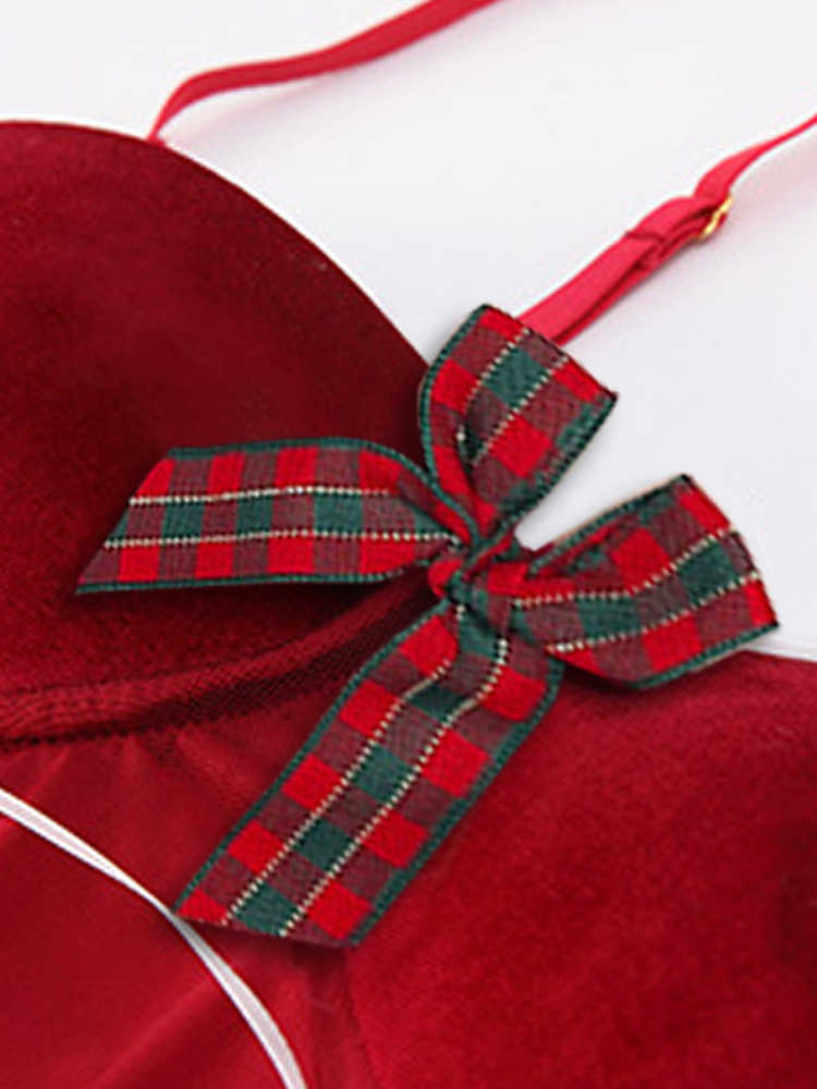 Christmas Velvet Mesh Nightgown - Image 4