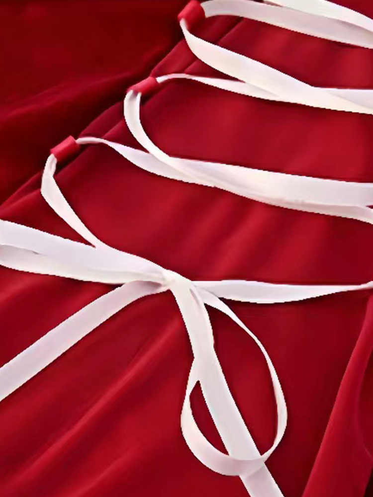 Christmas Velvet Mesh Nightgown - Image 5