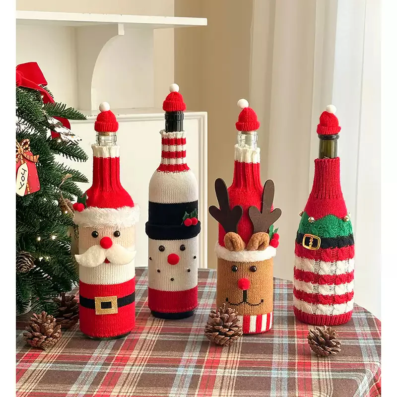Christmas wine bottle knitted set