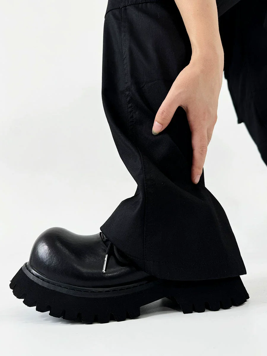 Chunky Black Leather Lug Sole Derby Shoes - Image 5