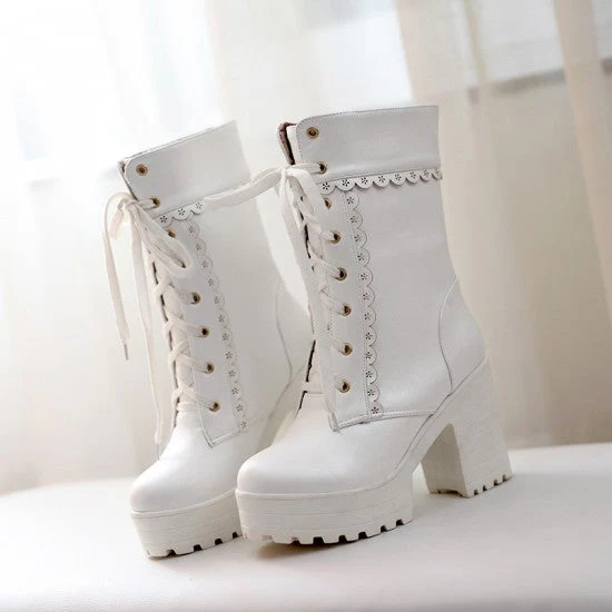 Chunky Lace Platform Boots - Image 15