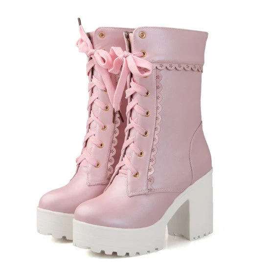 Chunky Lace Platform Boots - Image 3