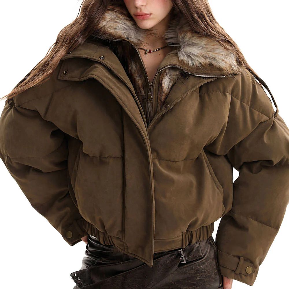 Cinnamon Swirl Fur Puffer Jacket - Image 3