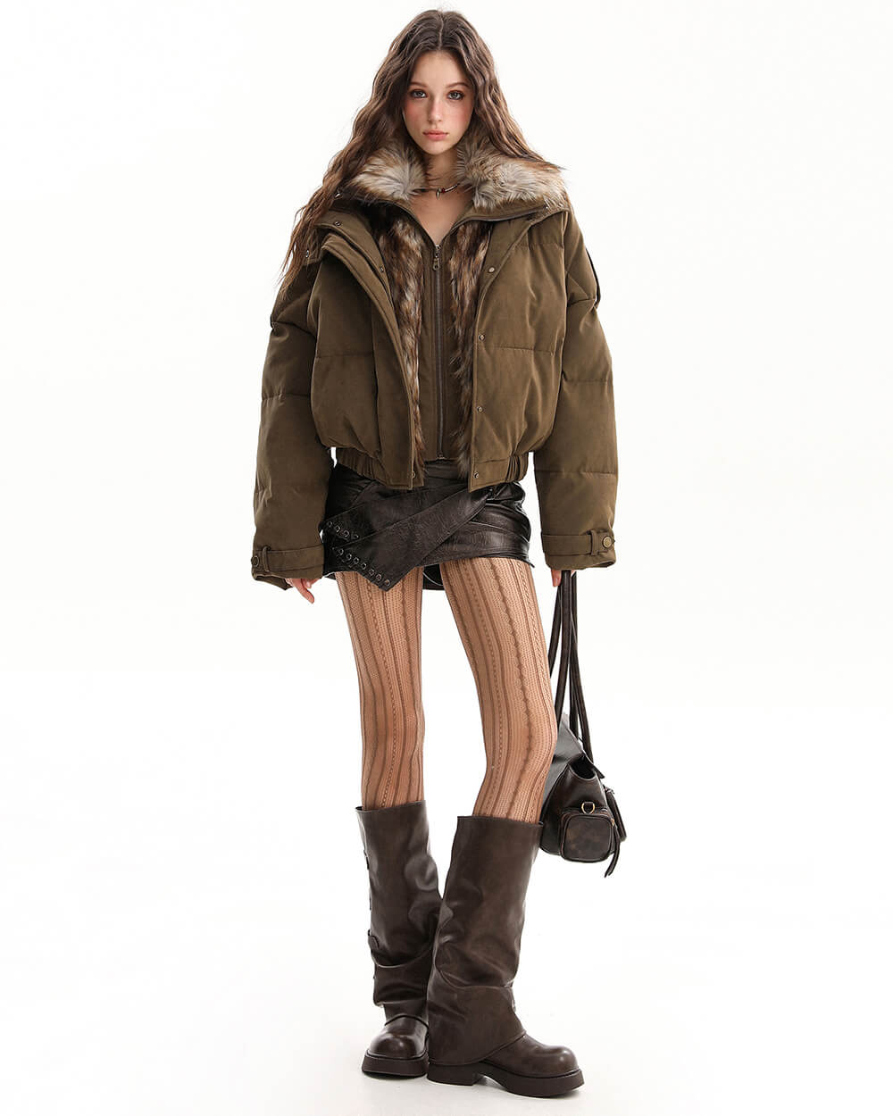 Cinnamon Swirl Fur Puffer Jacket - Image 6