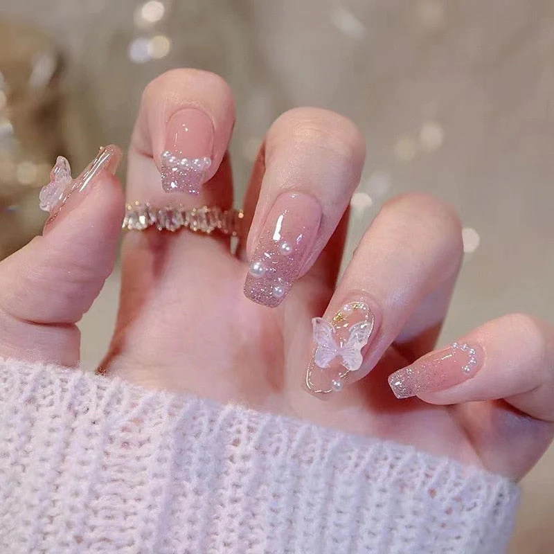 Clear Glittery Press On Nails - Image 11