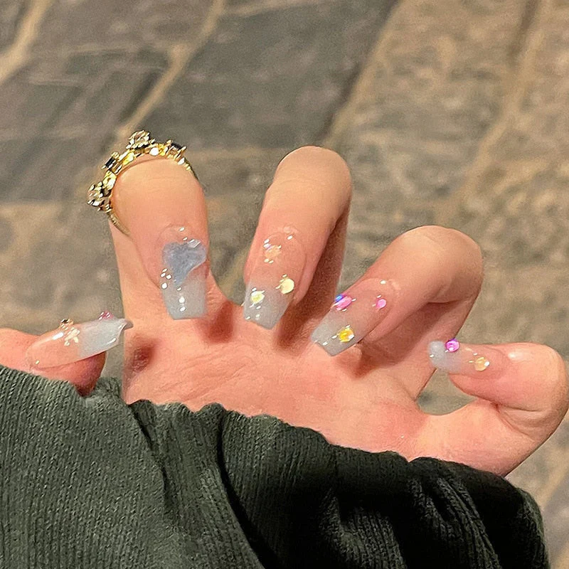 Clear Glittery Press On Nails - Image 33