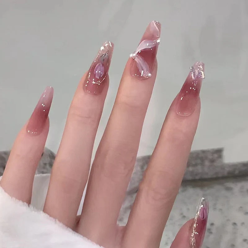 Clear Glittery Press On Nails - Image 4