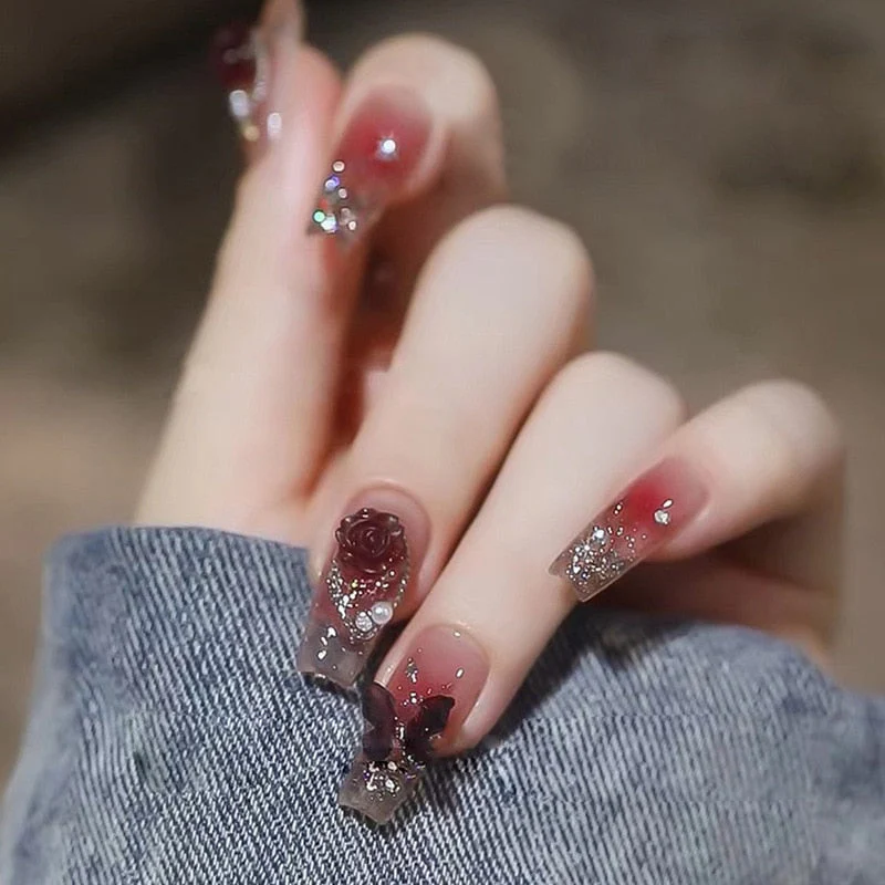 Clear Glittery Press On Nails - Image 42