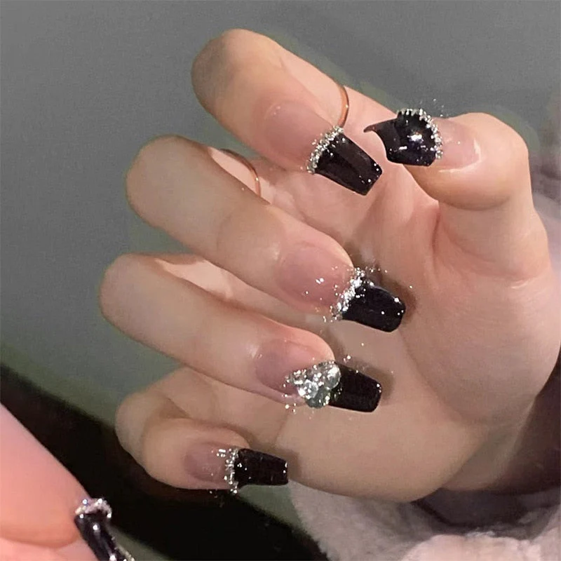 Clear Glittery Press On Nails - Image 49