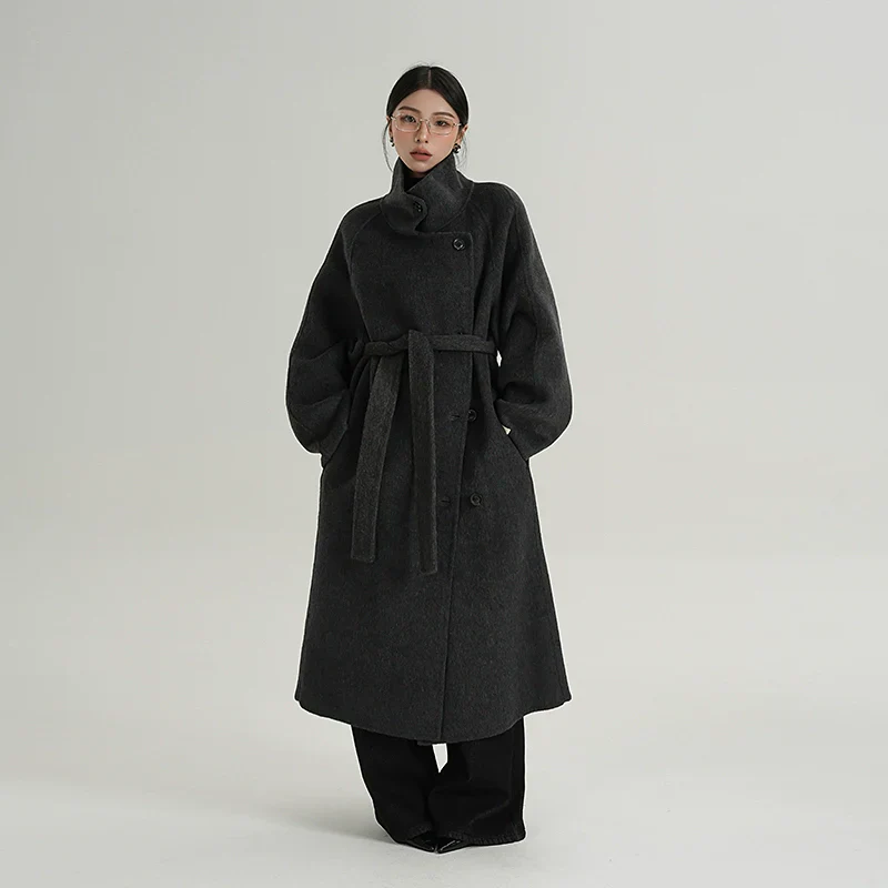 Cocoon Funnel-Belt Wool Coat - Image 4
