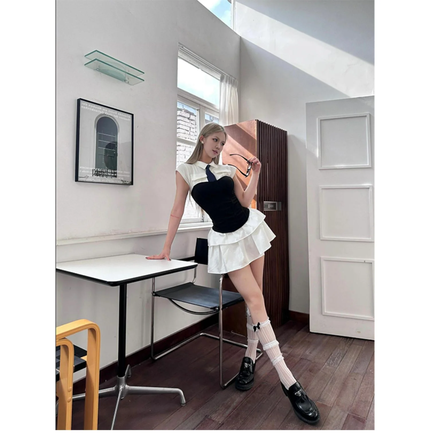 Collar Waist Dark Coquette Dress - Image 2