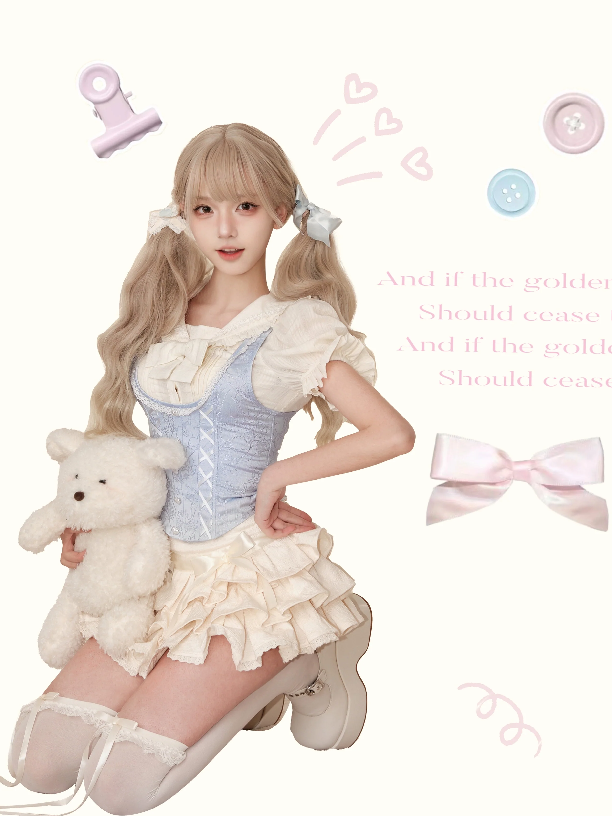 College Beige Shirt Vest Half Cake Three-piece Suit - Image 3