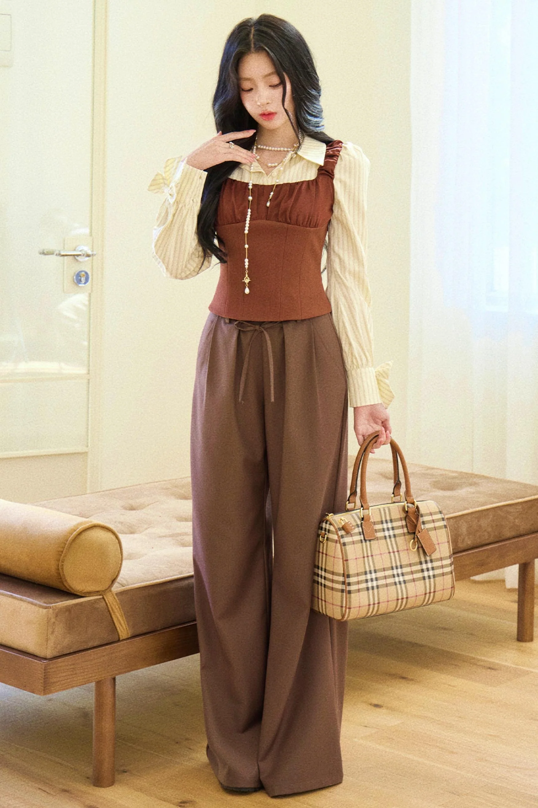 Retro Elegant Vest + Striped Shirt - Image 3