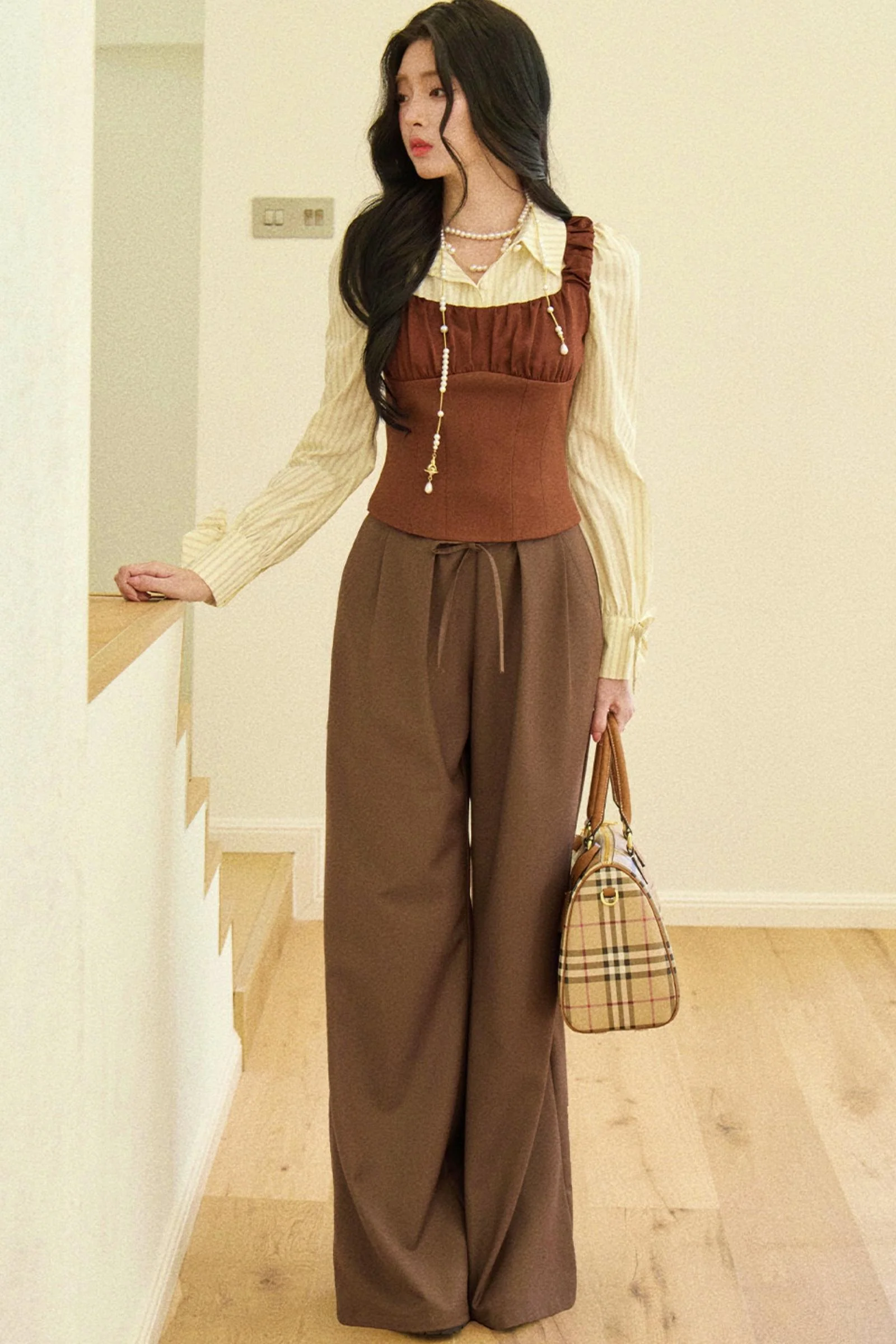 Retro Elegant Vest + Striped Shirt - Image 6