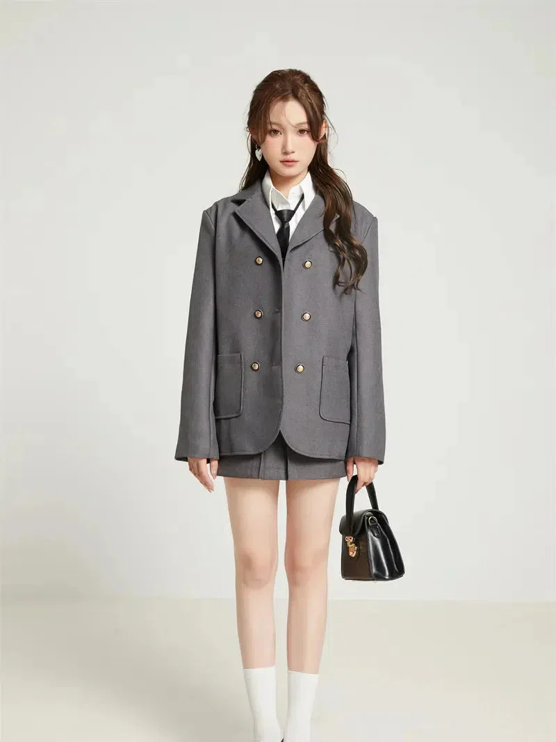 College Style Skirt, Blazer & Shirt Set - Image 6